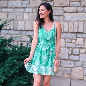 Collective Concepts Green & White Mini Dress